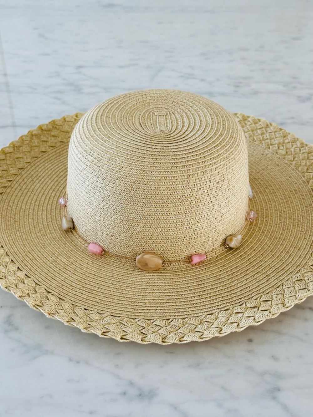 Sun N Sand Sun Hat UPF 50+ Protection with Gold Chain and Stone Bead Hat Band